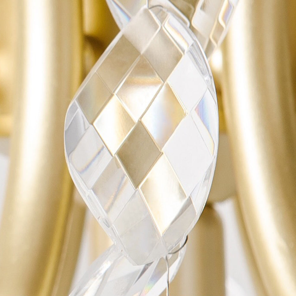 Delicate wisteria flower design crystal chandelier, brilliant elegant lighting for upscale ambiance.