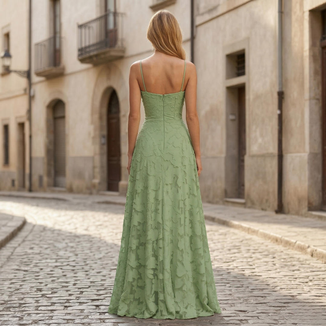 Chic a-line maxi dress, perfect for formal events and evening wear.
