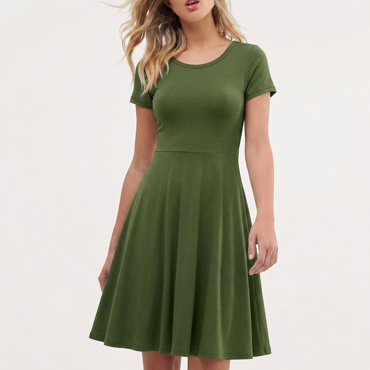 Timeless women's A-line summer dress, a classic knee-length design perfect as a day or party dress.