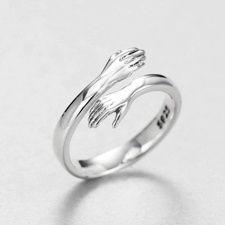 Modern women's adjustable ring featuring a unique abstract pattern. A stylish statement piece of elegant jewelry.