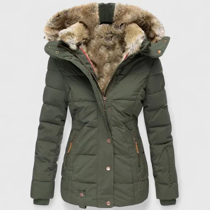 Elegant women's all-season comfort coat. Chic fashion outerwear with long sleeves and versatile style.