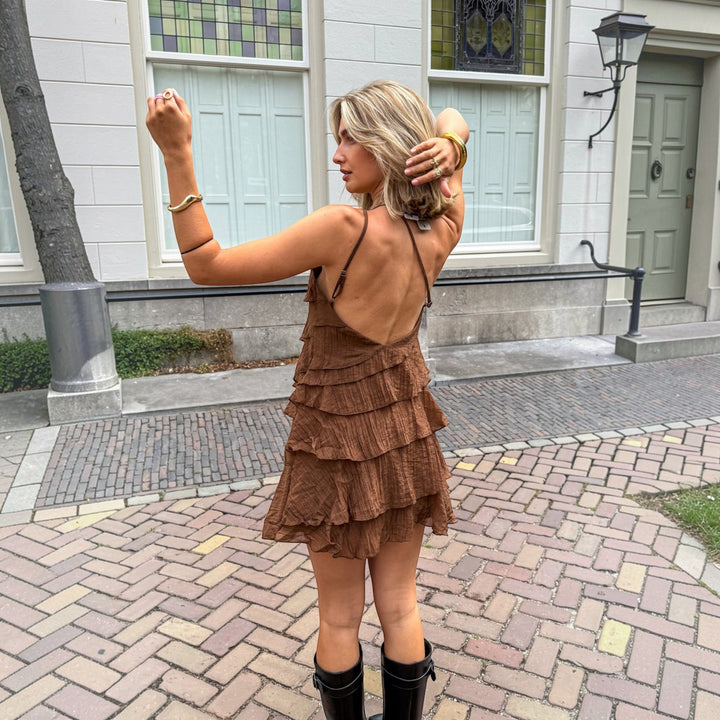 Lightweight asymmetric mini dress for women, chic, ideal for summer parties & casual wear.