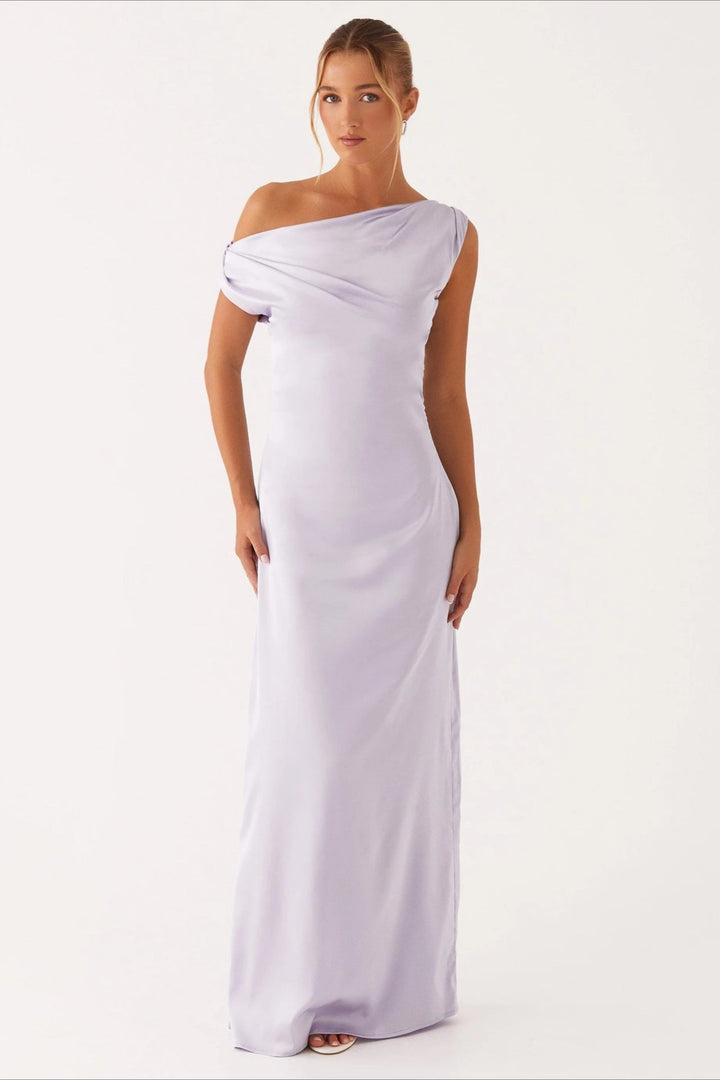 One-shoulder evening dress, sophisticated and elegant women's fashion