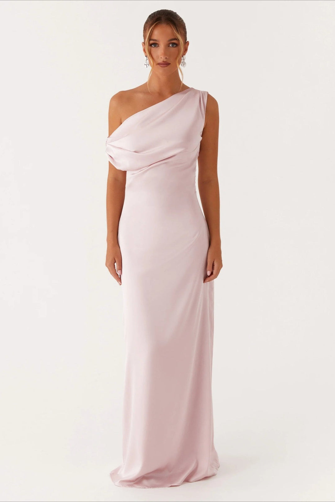 Solid color asymmetric dress, elegant women's party and evening wear