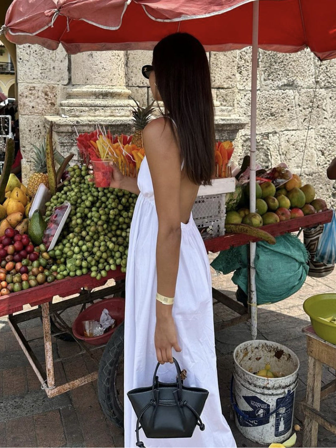 Stylish women's party dress; A-line V-neck, backless, and spaghetti straps. Perfect for a casual elegant look.