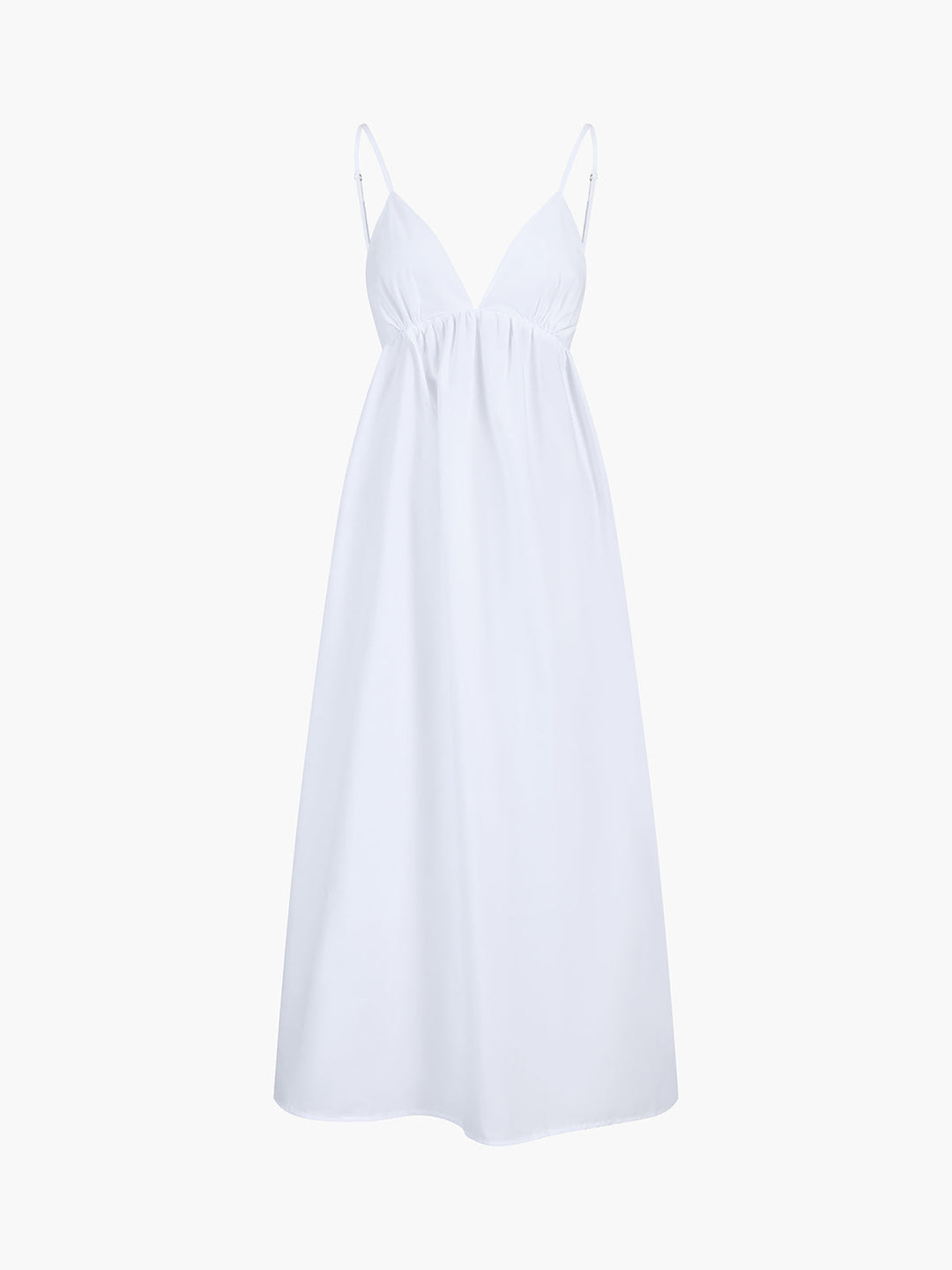 Women's summer A-line V-neck dress, backless with spaghetti straps, offering a chic and comfortable fit.