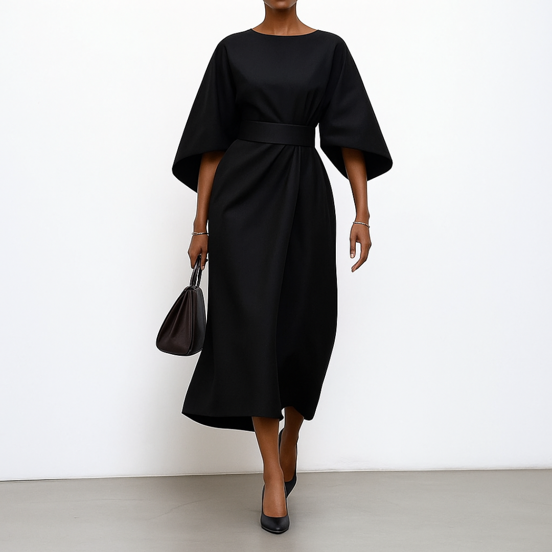 Versatile women's elegant batwing sleeve maxi dress. Long, flowy, and modest, perfect for parties or special occasions.