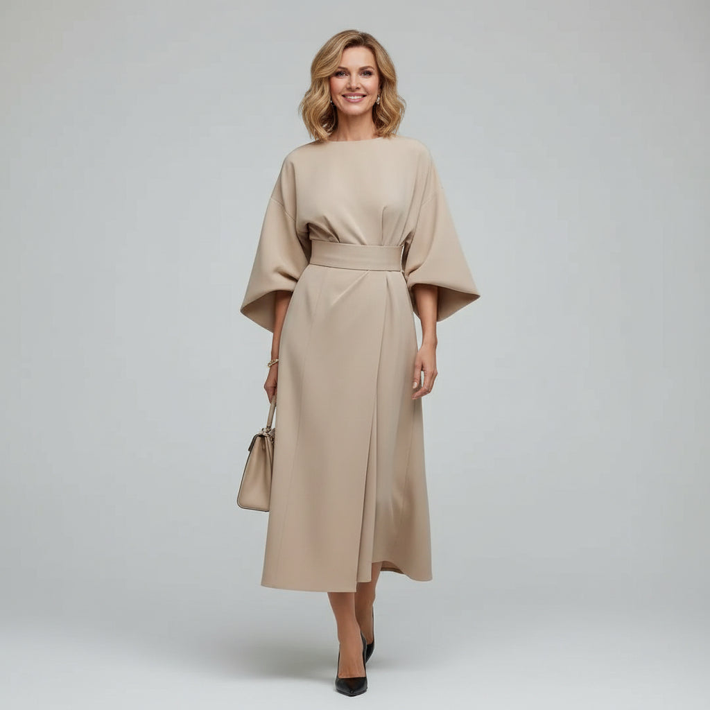 Stylish midi dress for women with a flattering belted waist