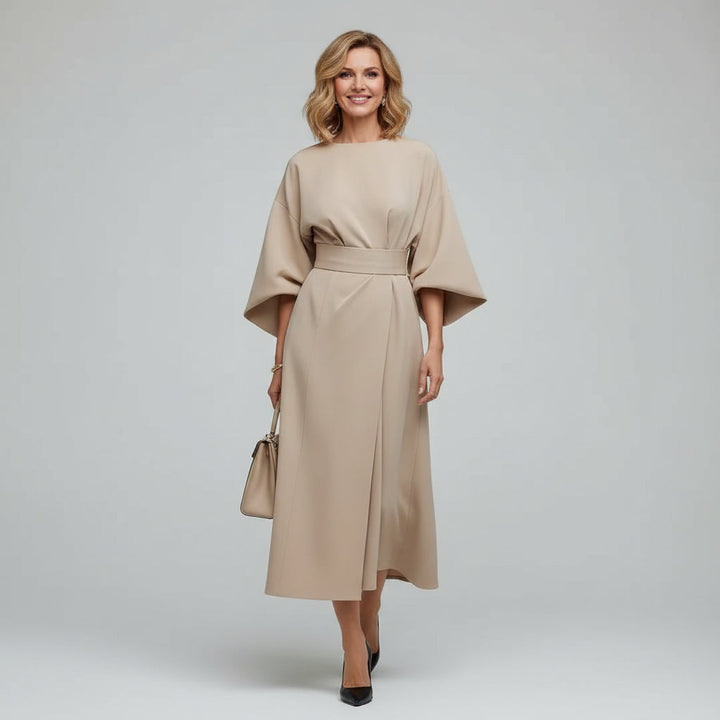 Stylish midi dress for women with a flattering belted waist