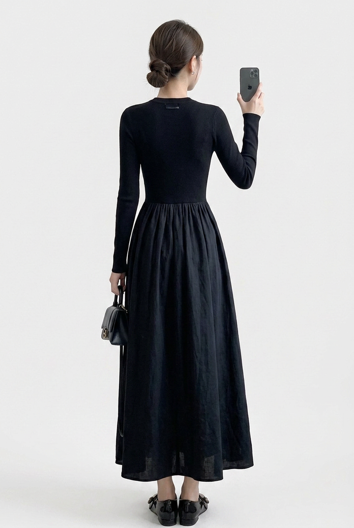 Chic women's black high neck top & textured midi skirt set. Perfect for formal wear or casual chic occasions.
