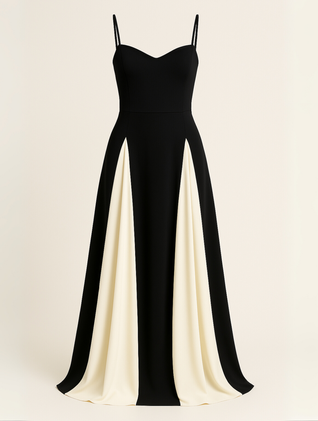 Women's elegant flowy maxi dress, featuring a striking contrast panel. A sophisticated choice for formal evening events.