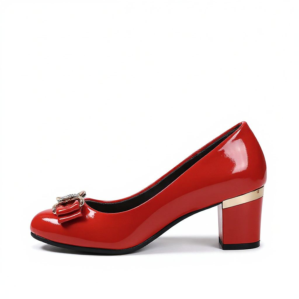Sophisticated women's block heel pumps, elegant bow accentuates the comfortable and chic day-to-night design.