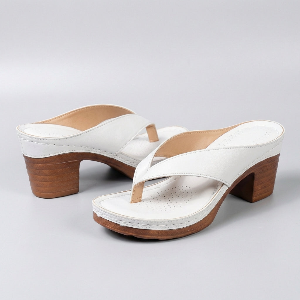 Women's chic footwear: stylish platform block heel thong sandals