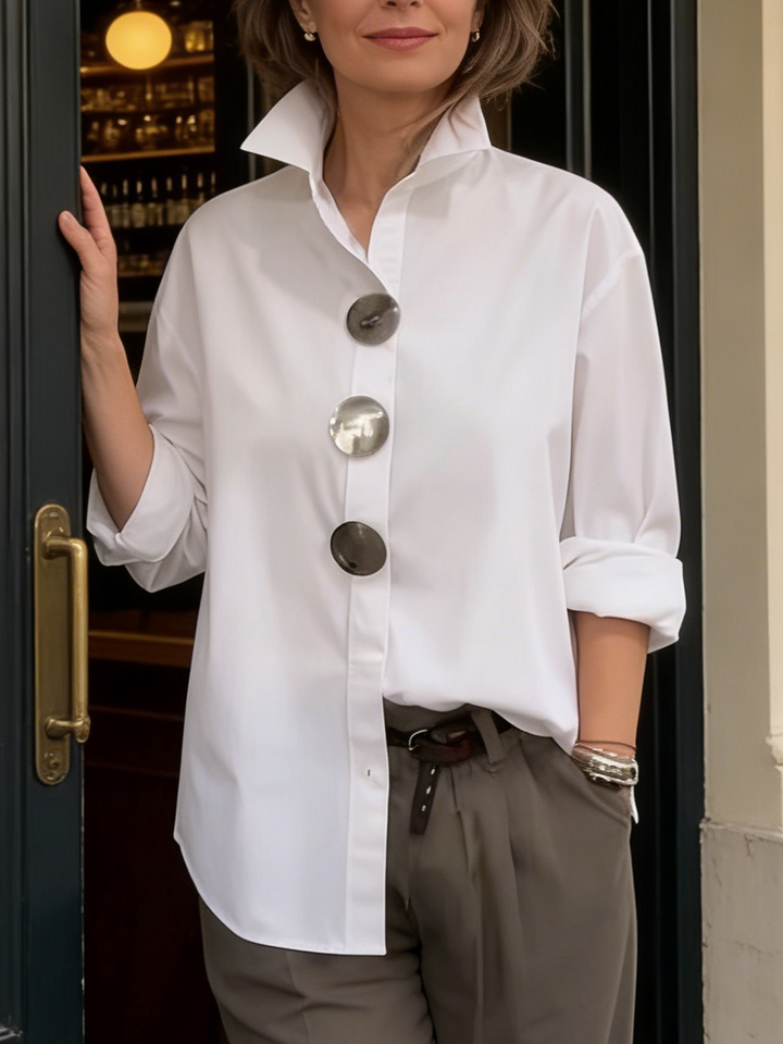 Modern women's fashion top with roll-up sleeves, great for daily wear and comfort.