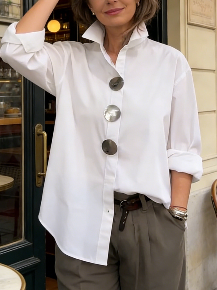 Chic women's collar blouse, offering a sophisticated and comfortable style for any occasion.