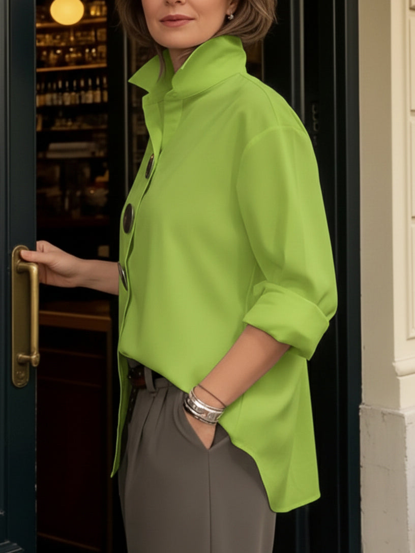 Fashionable women's versatile blouse, designed for easy transition from day to evening wear.