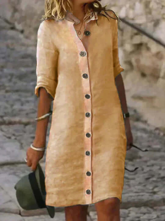 Chic blue women's dress with a flattering feminine silhouette, ideal for elegant or casual wear. Versatile.