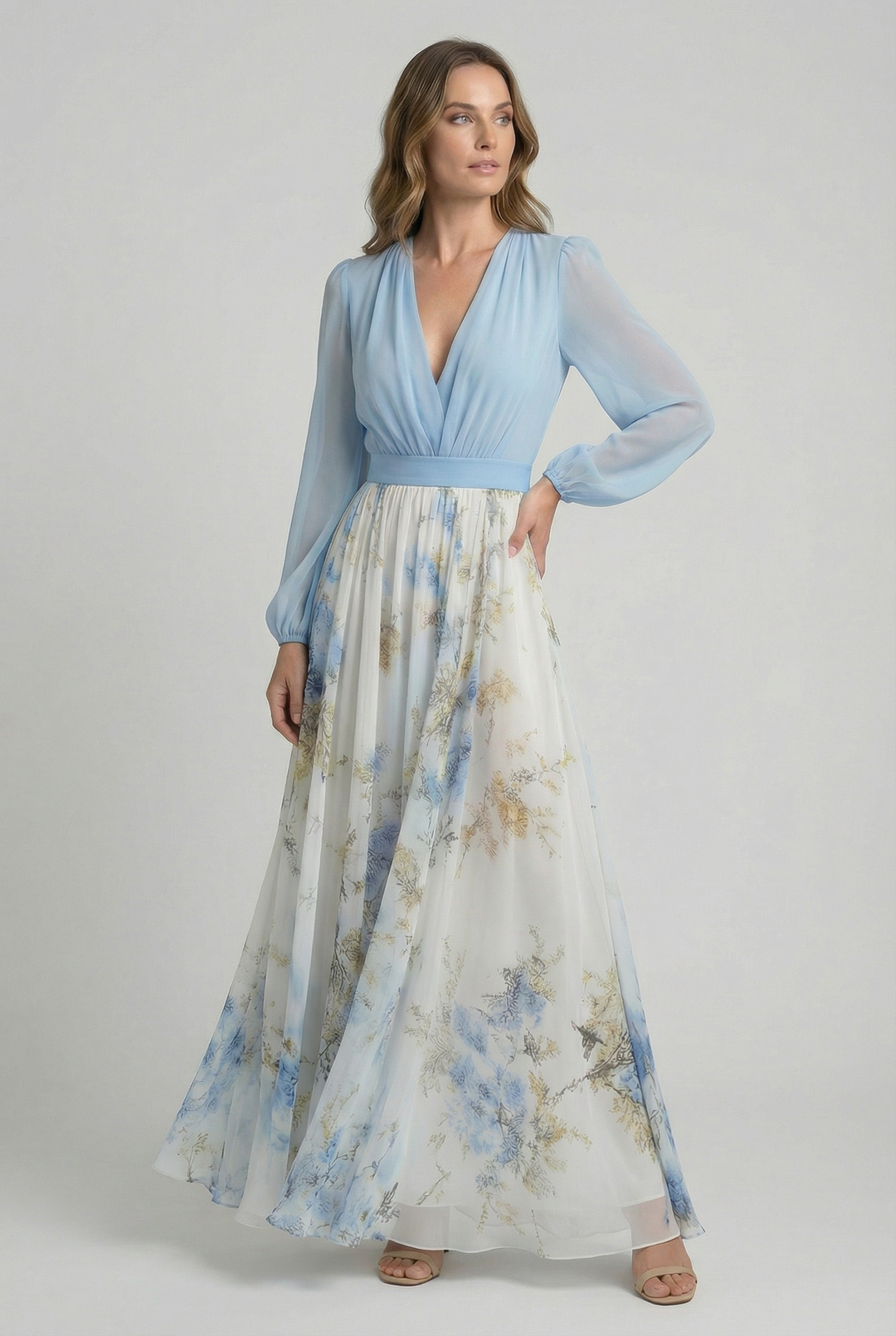 Formal women's floral maxi dress, perfect for special occasions