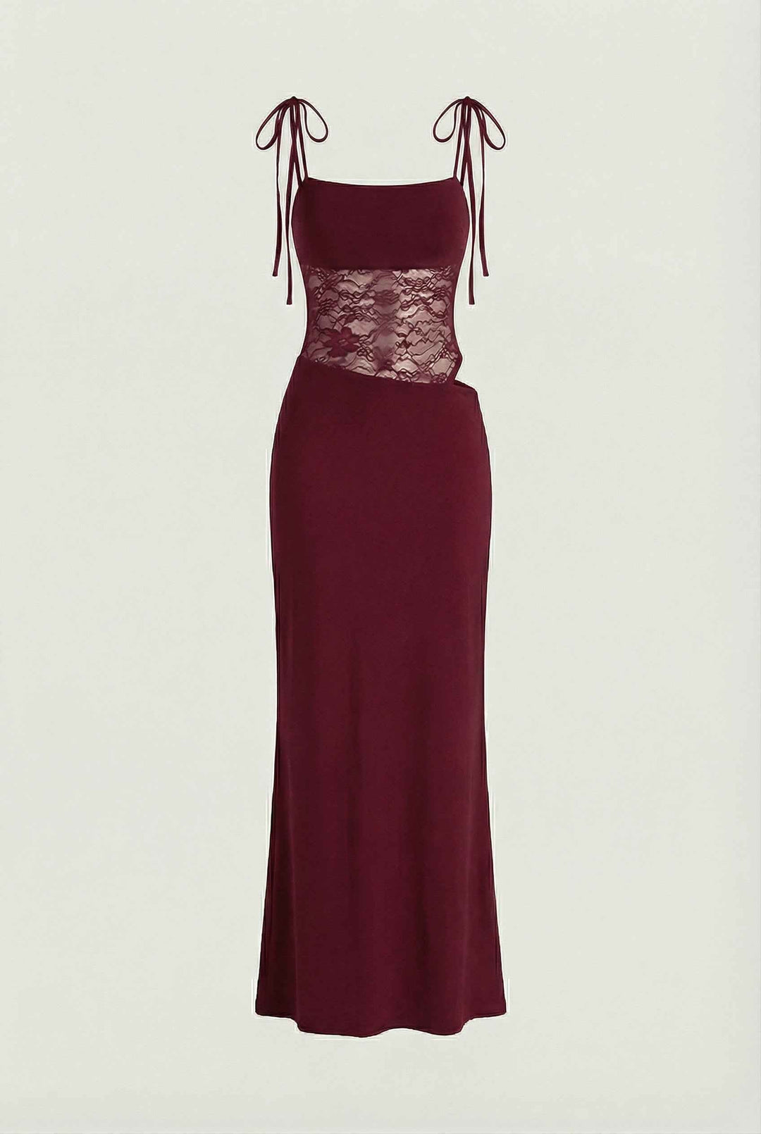 Chic women's elegant burgundy maxi dress with a flattering backless design. Ideal for special events.