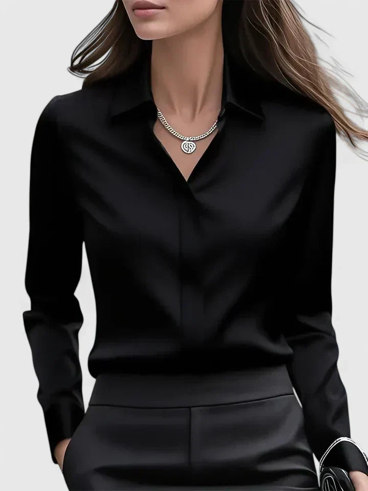 Timeless women's elegant top, versatile button-down long sleeve for diverse fashion needs and occasions.