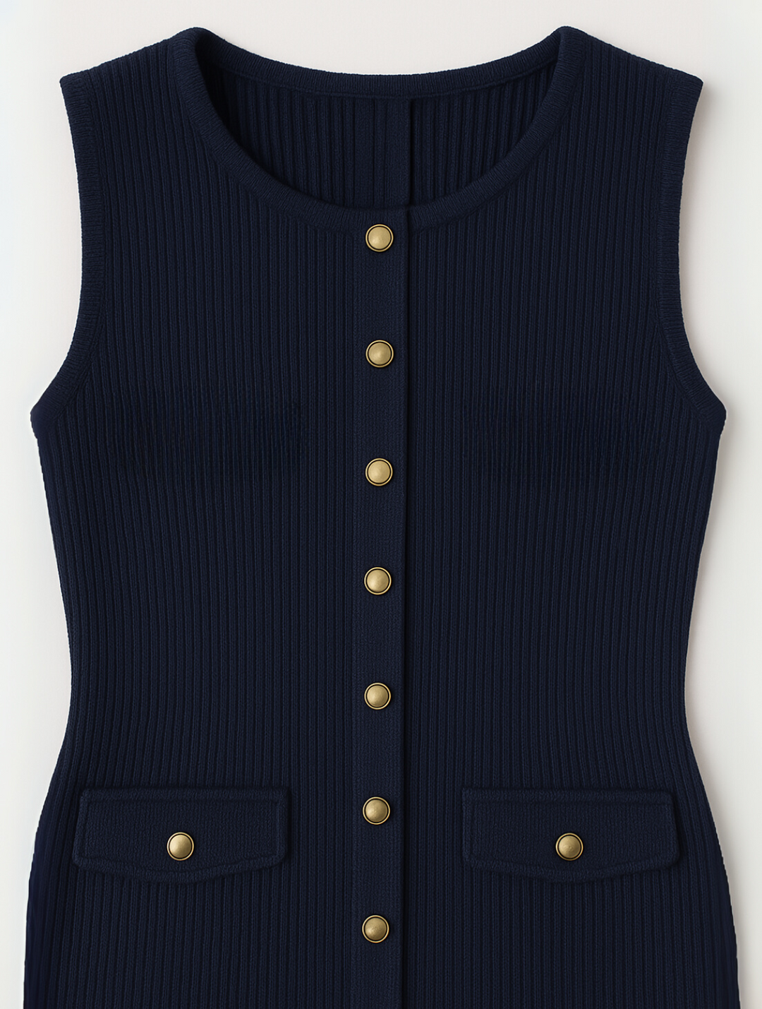 Stylish women's summer midi dress with a flattering button-front and sleeveless cut, ideal for warm weather.