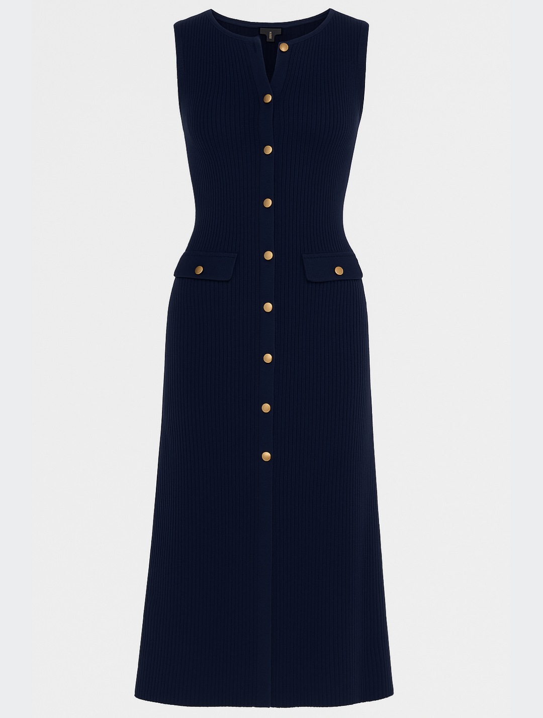 Sophisticated women's midi dress with a full button-front, perfect for day dress or night out elegant style.