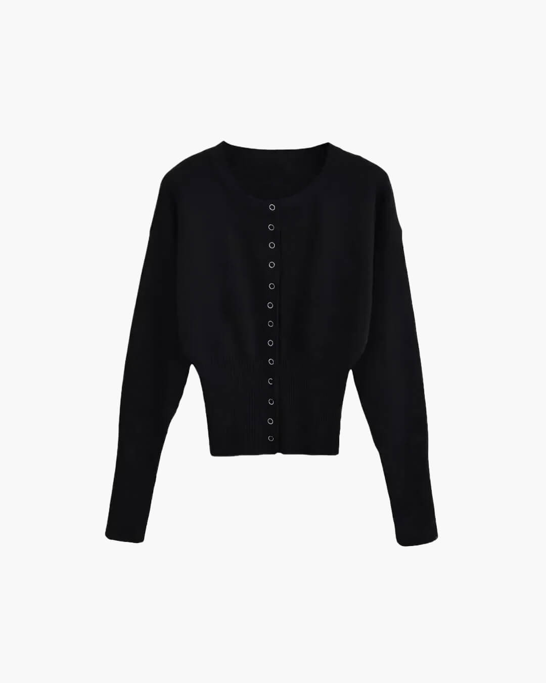 Versatile women's button-up cardigan, a comfy long sleeve top with round neck for casual wear & fall layering.