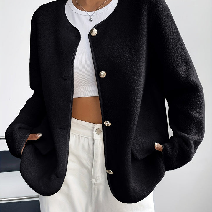 Must-have elegant women's button-up jacket, perfect for fall & winter styling.