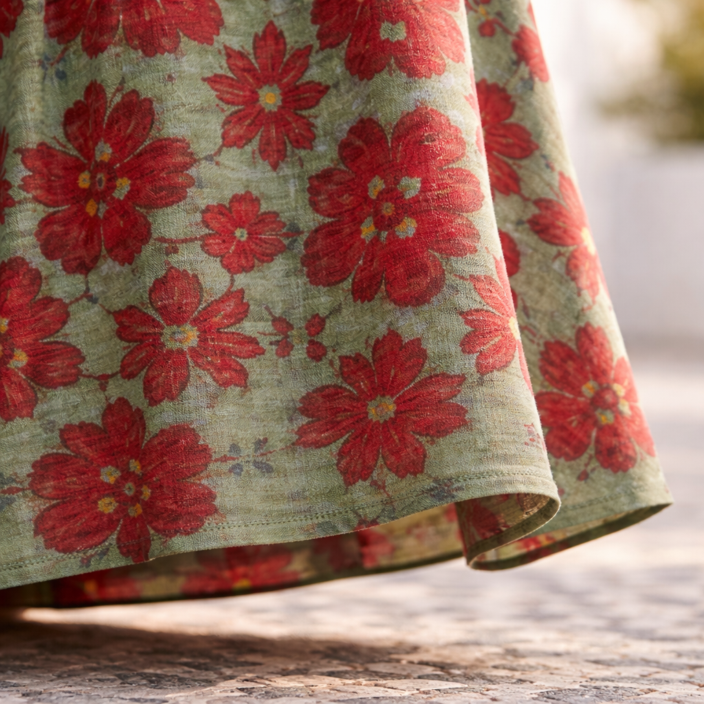 Stylish women's floral V-neck midi dress, an elegant and comfortable choice for any casual or special occasion.