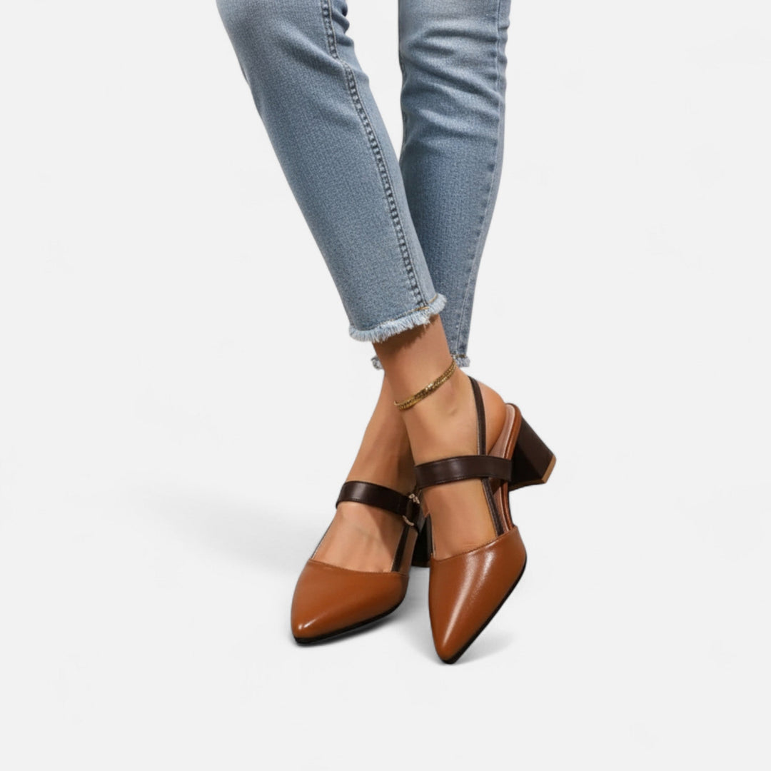 Comfortable women's fashion sandals with chunky block heels, ideal for dressy occasions and luxury style.