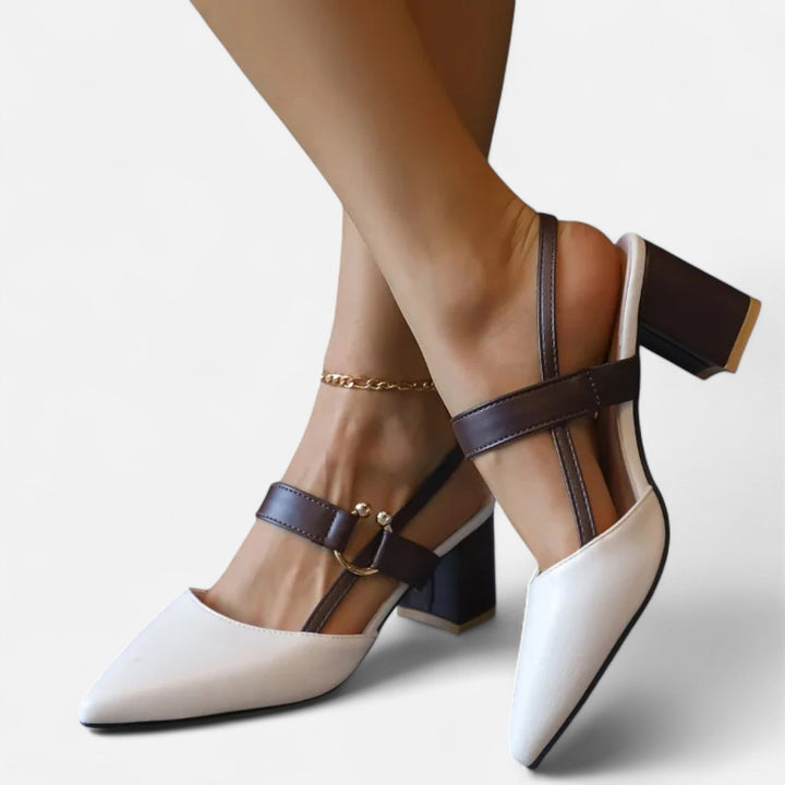 Luxurious women's block heel sandals, offering modern glamour for evening wear, parties & special events.