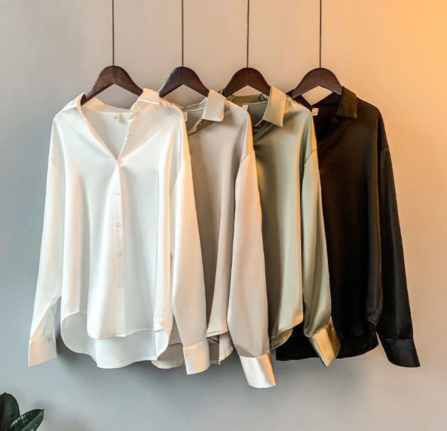 Sophisticated long sleeve women's blouse, a classic elegant choice for fall fashion.