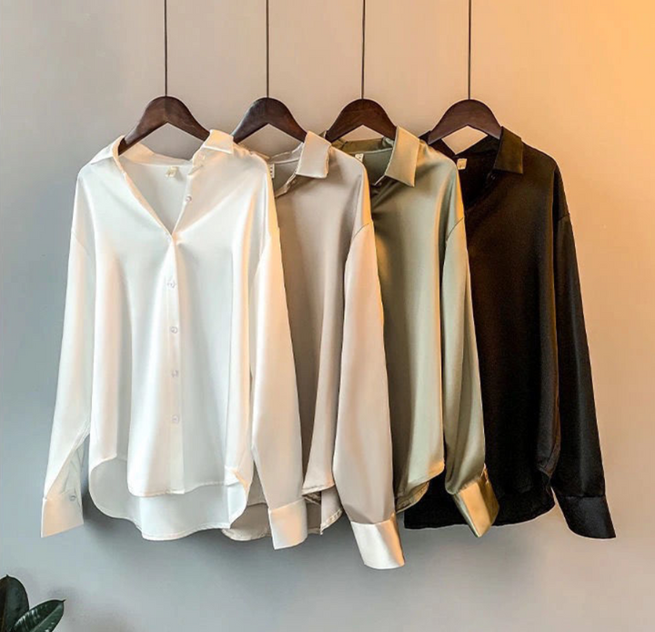 Sophisticated long sleeve women's blouse, a classic elegant choice for fall fashion.
