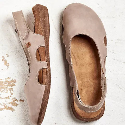 Women's comfortable closed-toe slingback flats, an essential for chic spring and summer outfits.