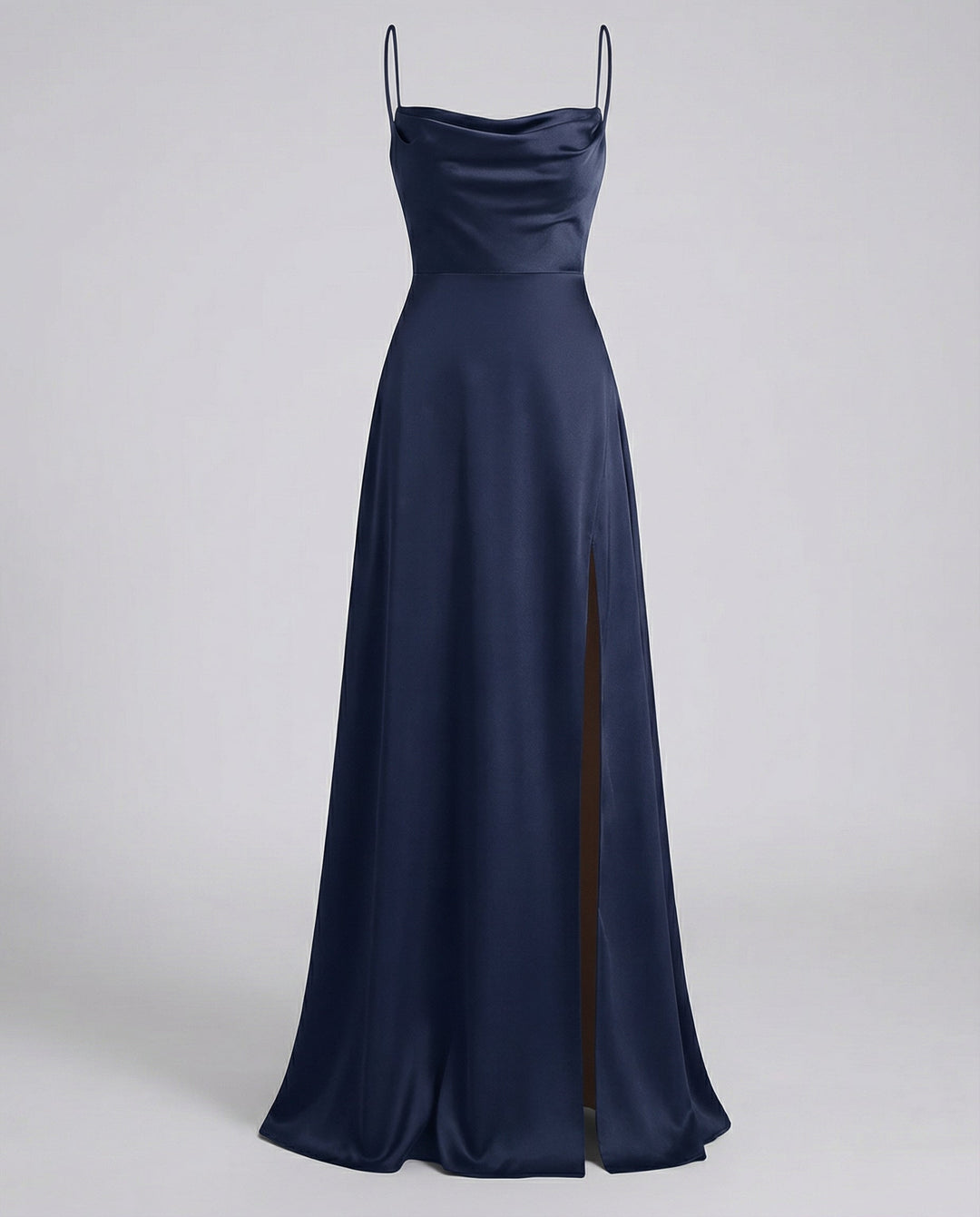 Comfortable yet elegant cowl-neck maxi dress for women, featuring a chic slit, great for any formal party.