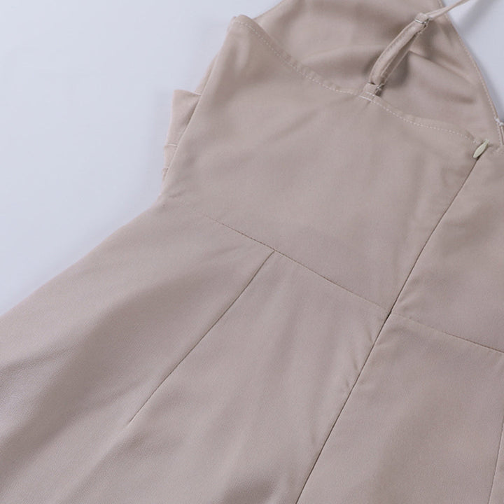 Elegant women's formal cowl-neck slip maxi dress, ideal for sophisticated wedding guests.