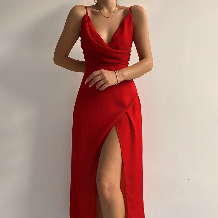 Sophisticated women's elegant maxi gown, a stunning choice for special occasions & weddings.