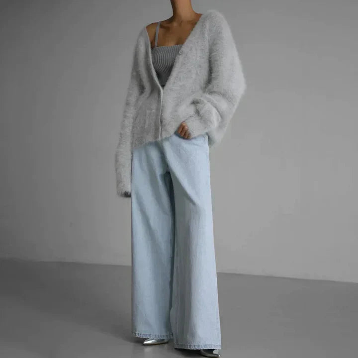 Versatile women's everyday wrap cardigan, comfortable long sleeve sweater.