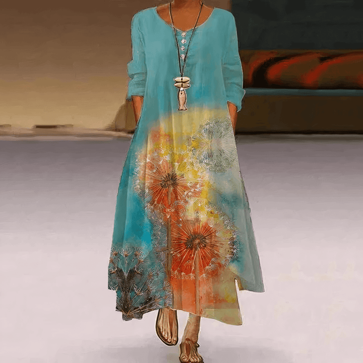 Sophisticated women's elegant dress, versatile for all seasons. Flattering print for chic occasion wear.