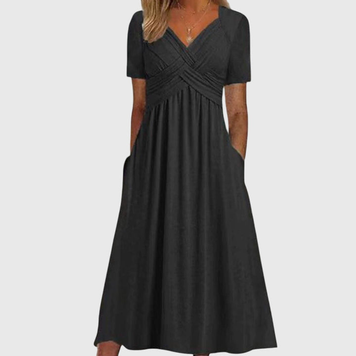 Fashionable women's evening dress, elegant and flattering for special occasions and formal events.