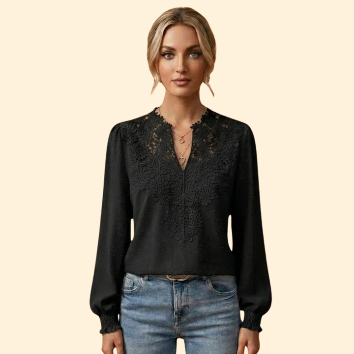 Lightweight women's embroidered lace blouse for stylish summer fashion and chic casual wear.