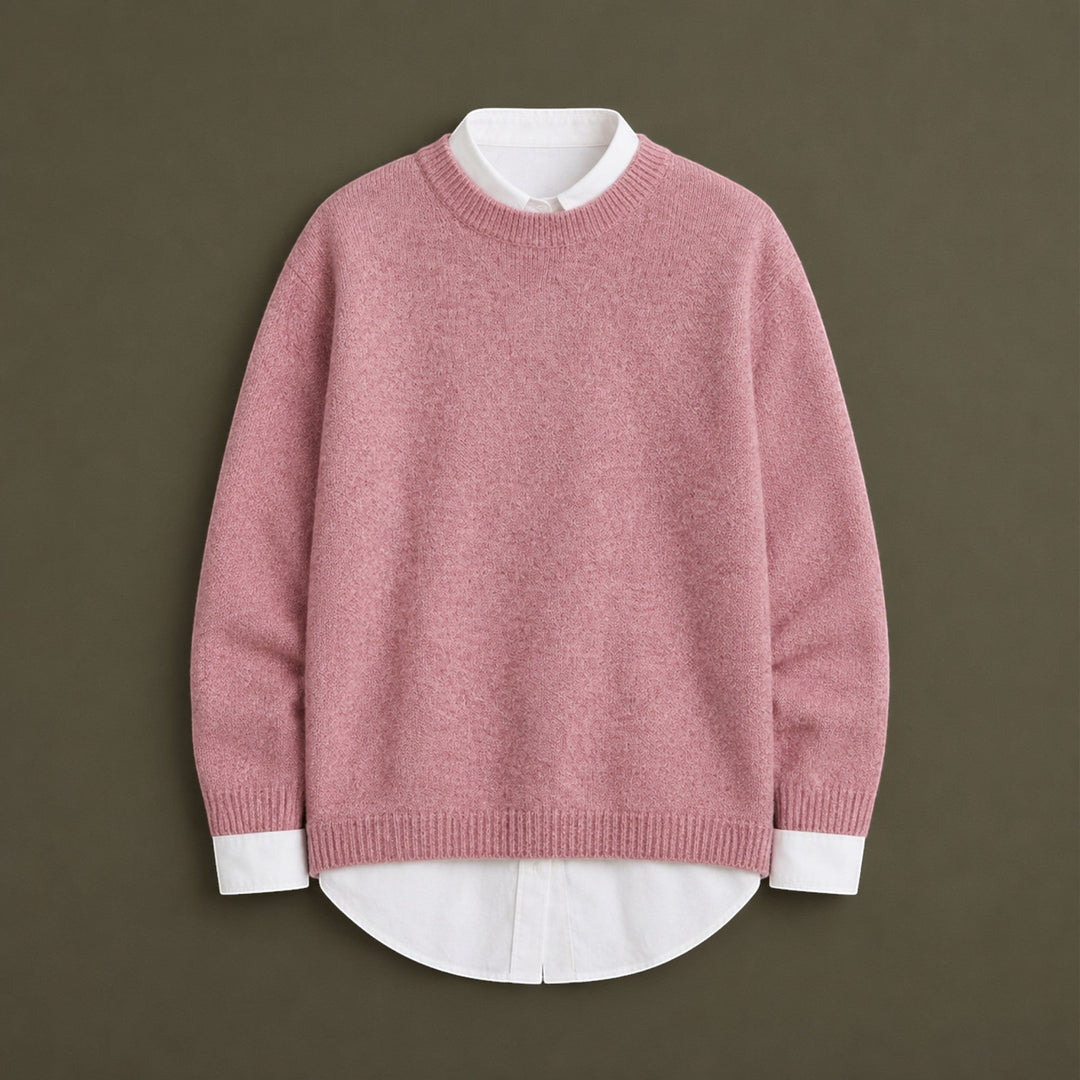 Modern women's elegant fine knit pullover sweater. A versatile piece for comfortable and stylish everyday wear.