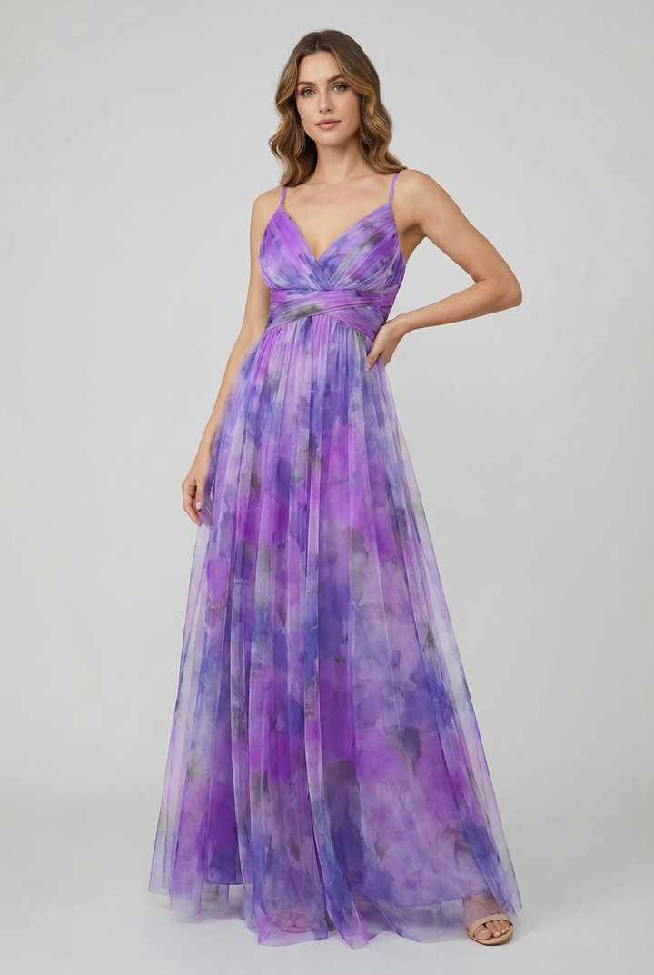 This women's long floral chiffon dress is the epitome of elegant summer fashion.