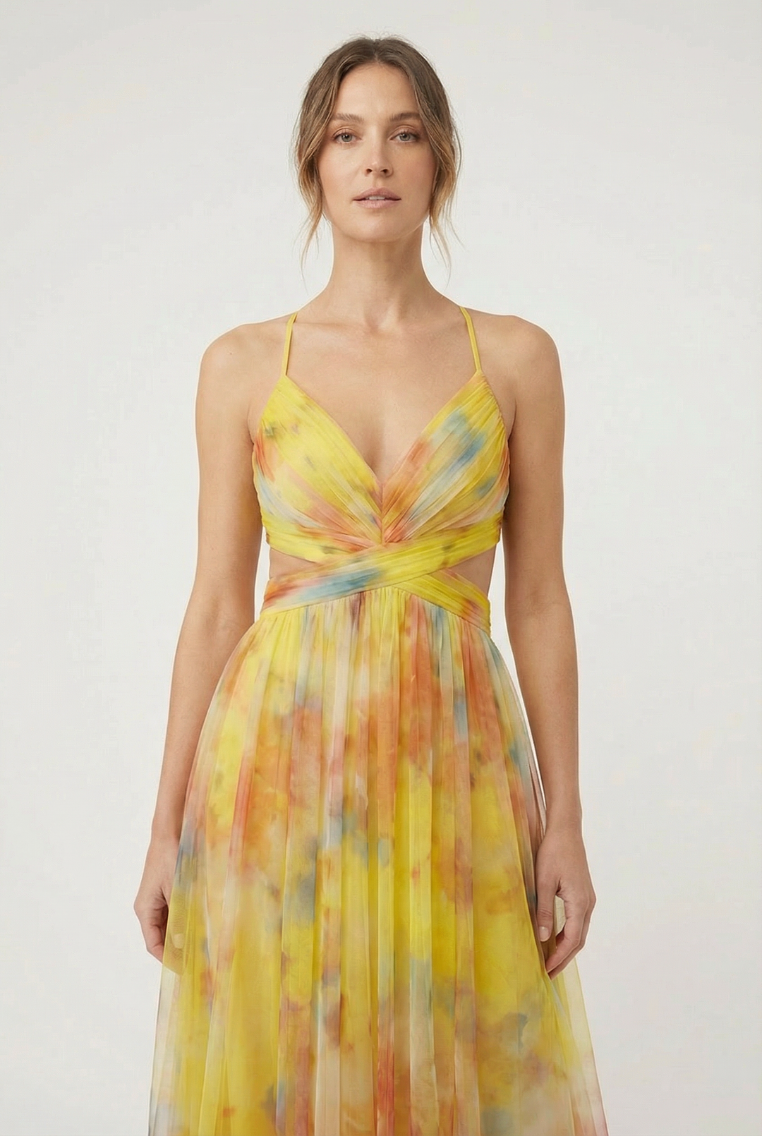 Women's long floral chiffon dress, a versatile party and wedding guest choice.
