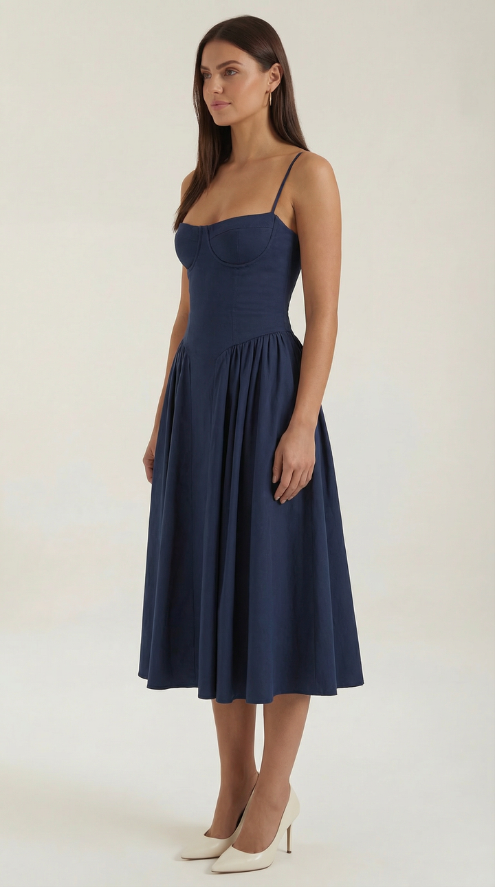 Sweetheart neckline floral midi dress for women, an elegant choice for any special occasion.