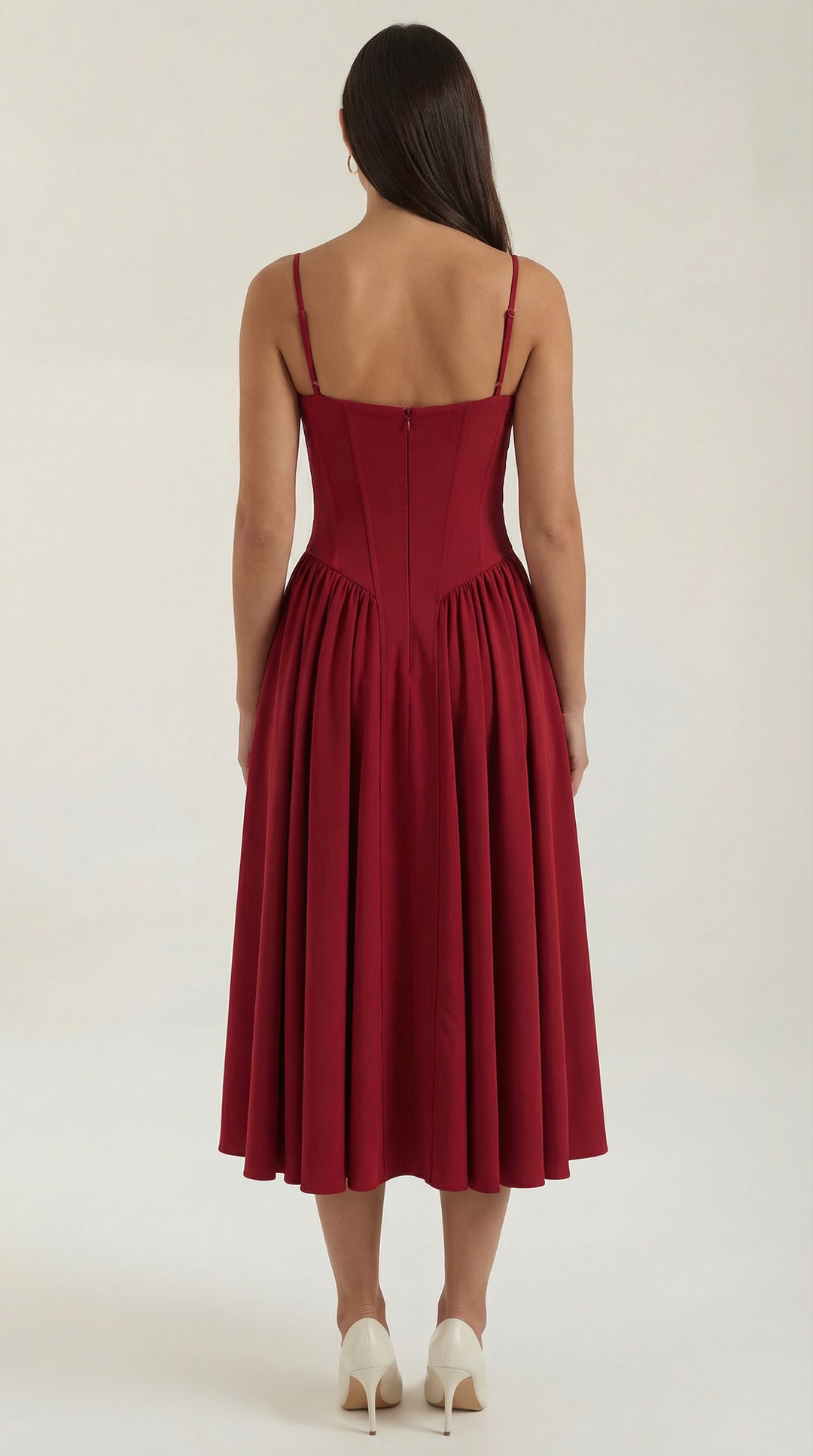 Sweetheart neckline corset floral midi dress, a must-have for women's elegant summer fashion.