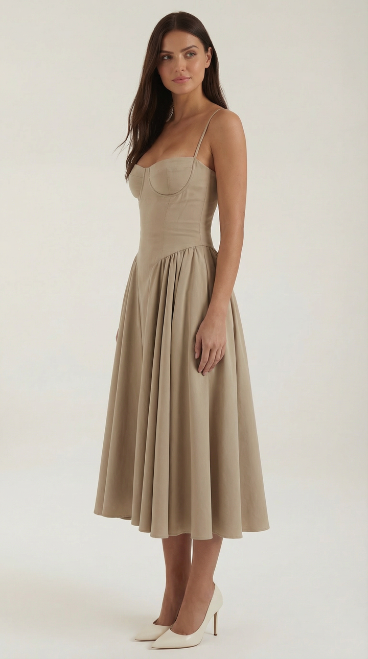 Sweetheart neckline floral midi dress, an elegant women's party dress with a stylish corset.