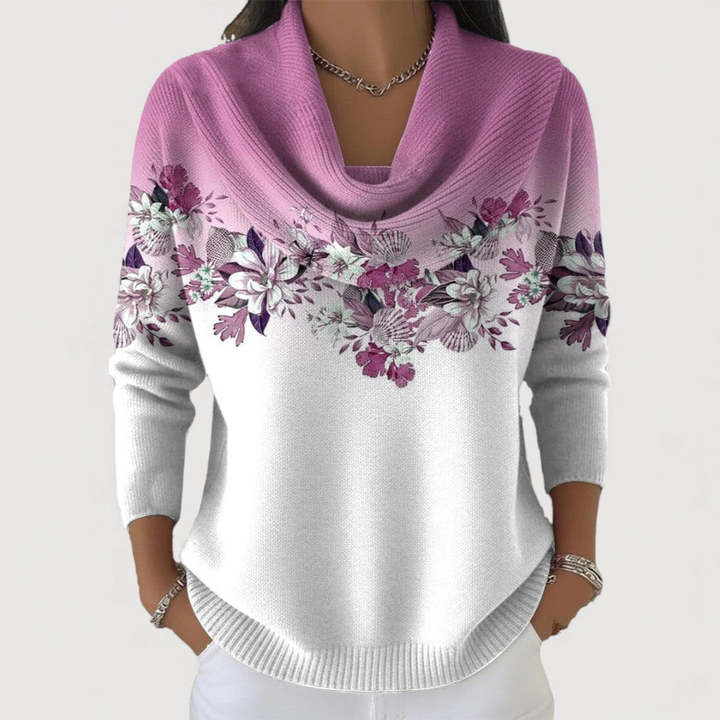 Cozy and versatile women's floral sweater, ideal for casual wear and ladies fashion.