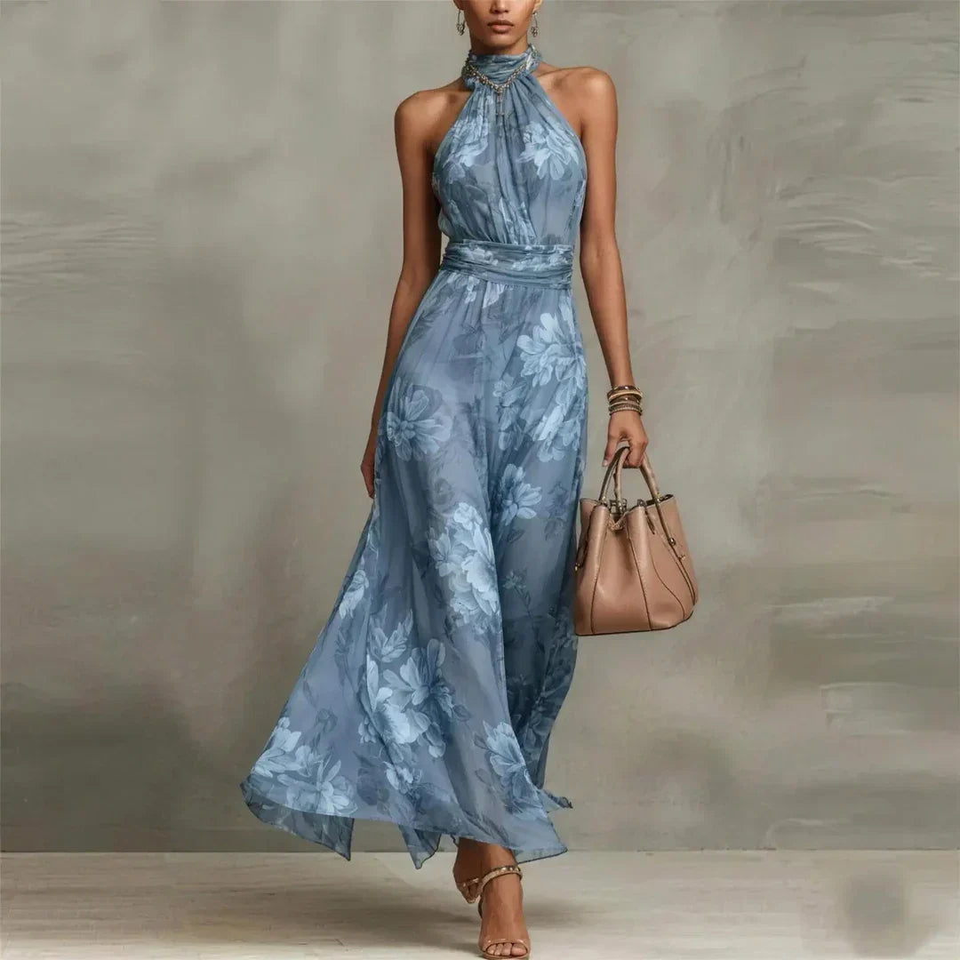 Vibrant floral women's maxi dress with a flattering silhouette, great for summer parties.