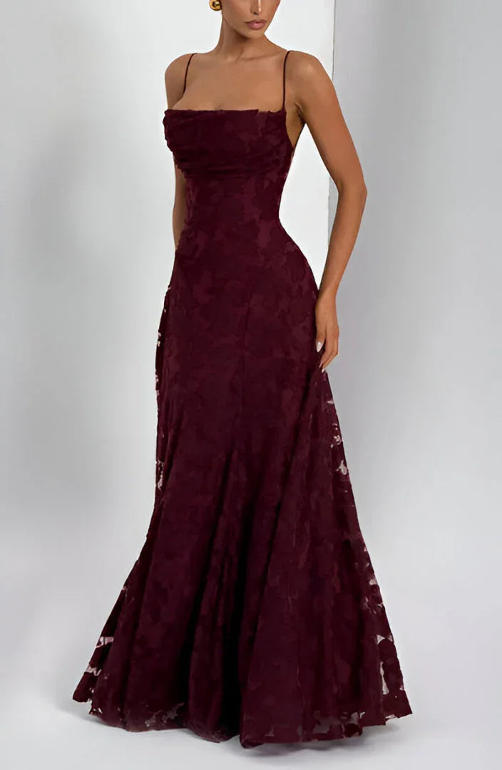 Occasion-ready women's floral maxi dress with spaghetti straps, available in white.